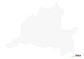 White vector silhouette map of Tuzla region, Bosnia and Herzegovina. Minimalist outline showing the area's boundary.