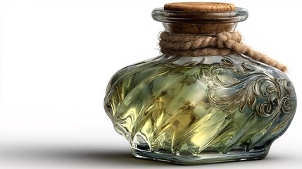 Traditional Italian Grappa Bottle with Twisted Neck and Detailed Embossed Patterns