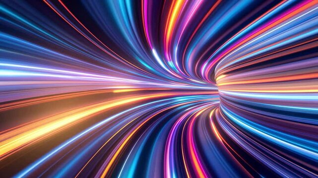 Vortex Tunnel Vivid Neon Wave Swirl Swoosh Fold Abstract Background
