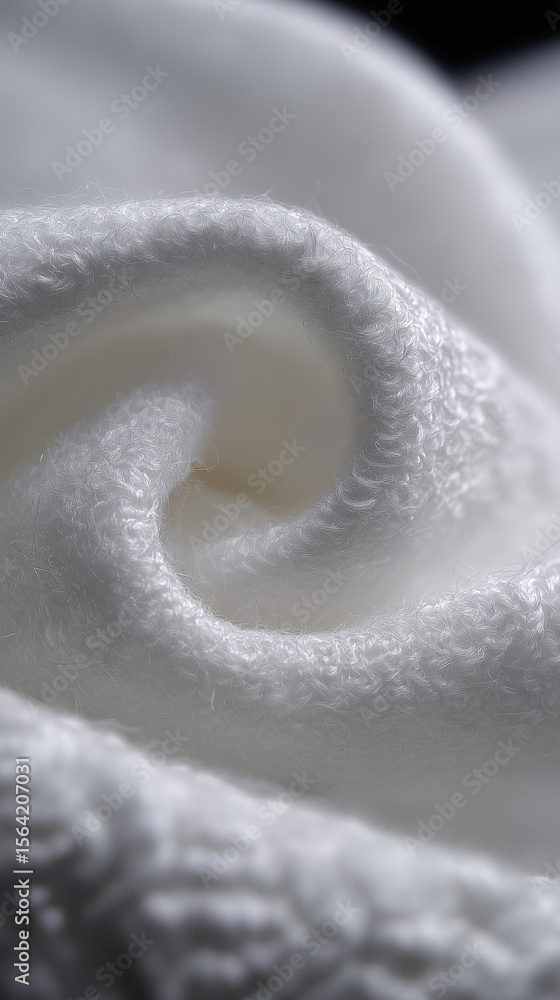 Poster soft white fabric twisted elegantly in a close-up view highlighting its texture