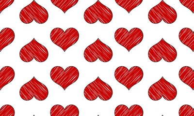 Red hatched hearts repeating raster pattern