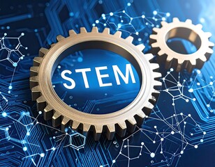 STEM Concept with Gears and Circuit Board