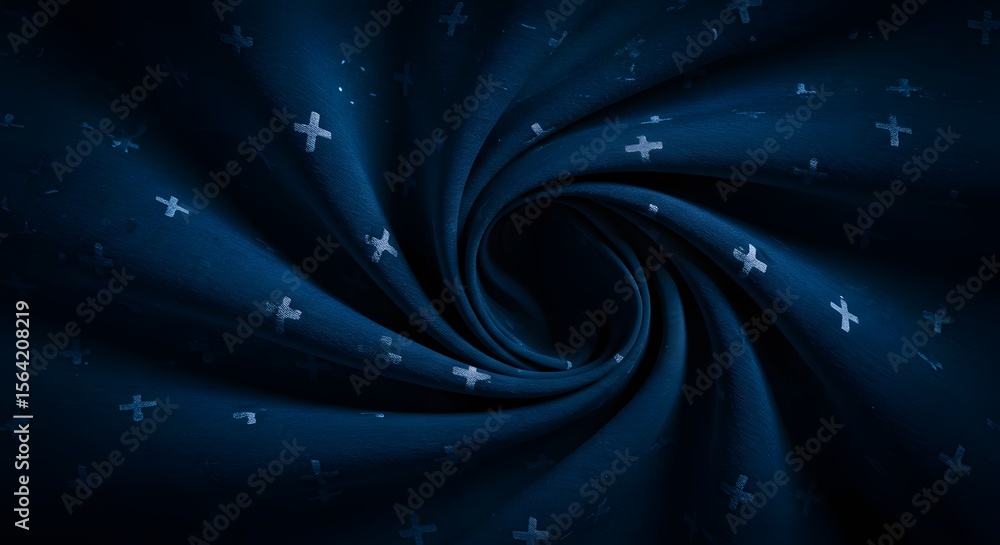 Aufkleber navy blue swirl fabric texture background with tiny cross pattern - elegant abstract textile