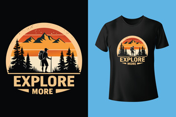 Camping t-shirt design. Adventure t-shirt design vector. Outdoor t-shirt design. Made with mountain, silhouette, trees, retro, vintage, grunge style. Design for nature lover tee | Adobe Stock