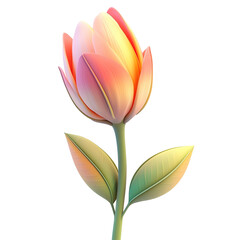 Detailed close-up of a vibrant, stylized tulip isolated on transparent background.