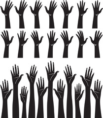 Elegant collection of 36 stylized female hands art deco inspired set girl pose woman women