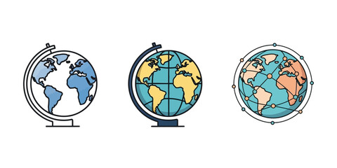 Flat vector icon of a globe, symbolizing internet, global access, or world connection