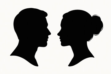 Fototapeta premium Vector Silhouette Profile Portraits of Man and Woman Side View Illustration