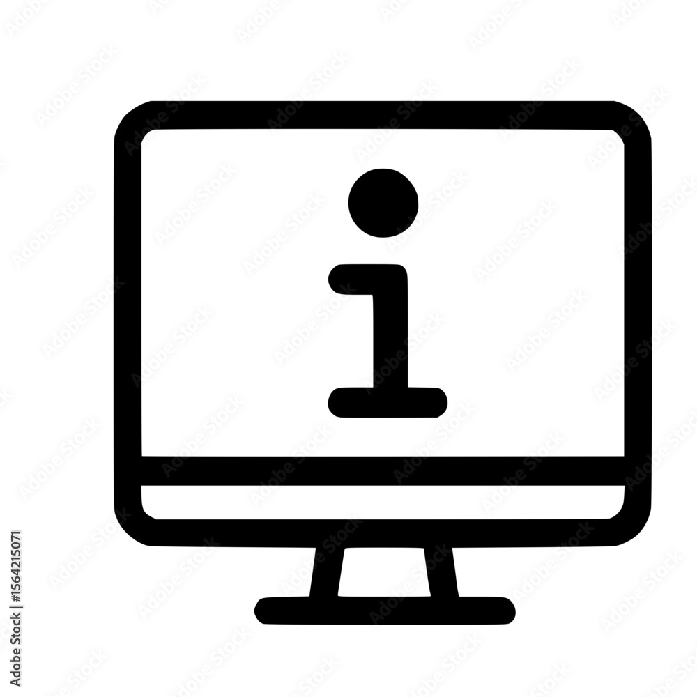 Poster line drawing computer screen information symbol monitor display icon