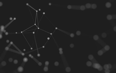 Abstract background. Molecules technology with polygonal shapes, connecting dots and lines. Connection structure. Big data visualization.