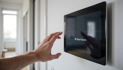 Modern Touchscreen Interface for Smart Home Technology Control in Contemporary Interior Design