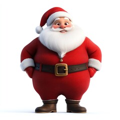 A 3D isolated cartoon character of Santa Clause on a white background