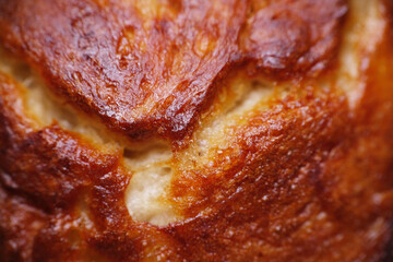 Macro texture of crusty freshly baked bread as background