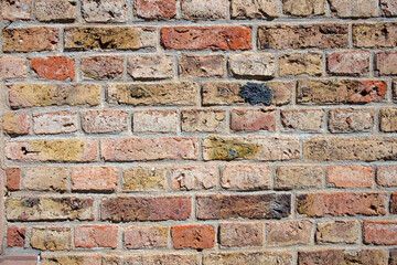 pattern of old red brick wall