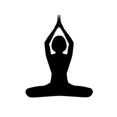 Yoga icon. yoga silhouette illustration. yoga logo on white background. yoga icon vector.