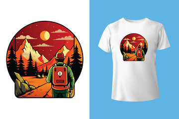 vintage mountain outdoors mountain artwork, explore the nature life, outdoors t shirt design for vactor, Adventure vector artwork print design for t shirt and others.