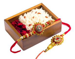 Traditional Rakhi Isolated on White Background – Indian Festival Raksha Bandhan Thread