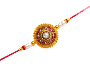 Traditional Rakhi Isolated on White Background – Indian Festival Raksha Bandhan Thread