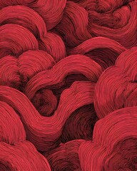 Fototapeta premium A vibrant swirl of red lines intertwines creating a dynamic texture reminiscent of flowing waves
