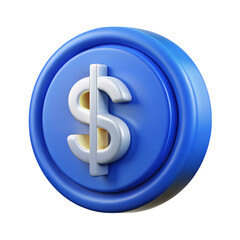 3d rendered blue coin with a dollar sign isolated on a black background