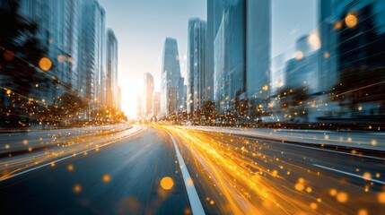 Fototapeta premium City Street Light Trail Building