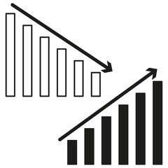 Chart icon pattern. Black bar design. Growth trend illustration. Vector statistic symbol.