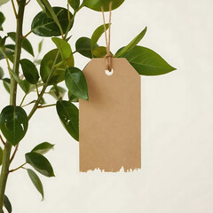 Brown Kraft Tag Hanging on Lush Green Plant