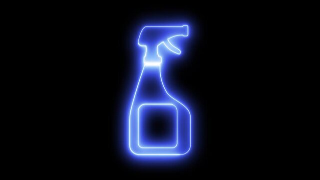 Cleaning product icon neon light animation	
