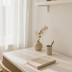Modern Rustic Study Table with Natural Materials and Cozy Vibes