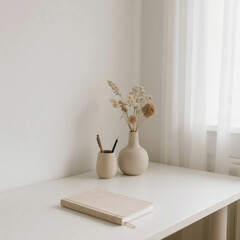 Modern Rustic Study Table with Natural Materials and Cozy Vibes