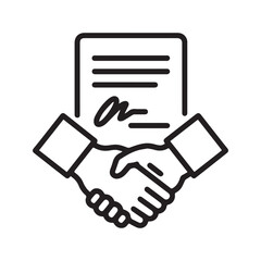 Obraz premium Handshake with Contract Icon – Business Agreement and Signature Deal Symbol