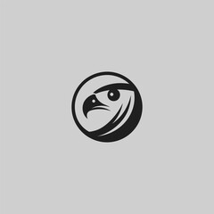 Falcon eye logo in strong and minimalist silhouette style.