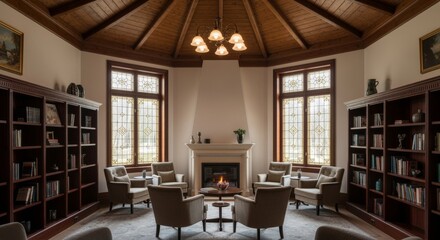 Transform Your Reading Room: Cozy Library Decor Ideas with Stylish Furniture and Shelves for the Perfect Light-Filled Space