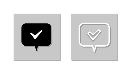 Speech Bubble with Check Icon – Flat and Outline Style – AI Vector
