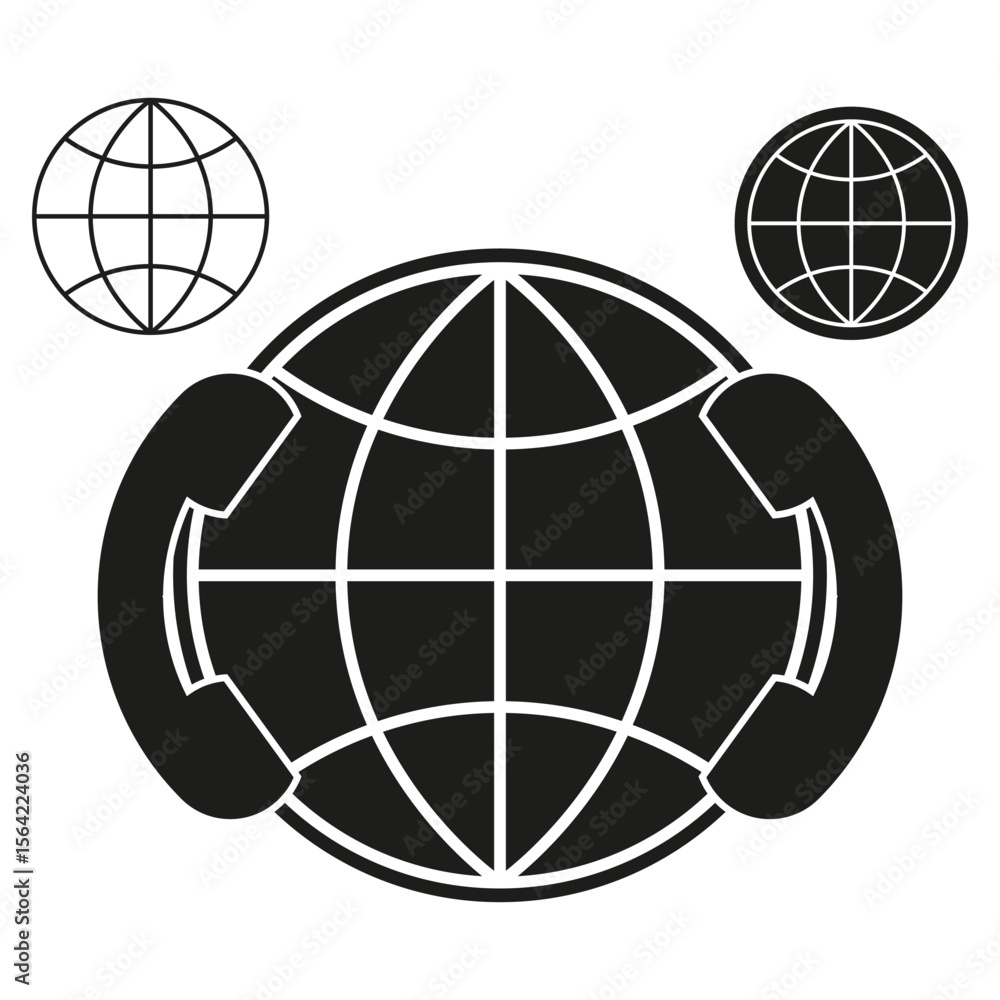 Poster globe icon pattern. black sphere design. world map illustration. vector planet symbol.