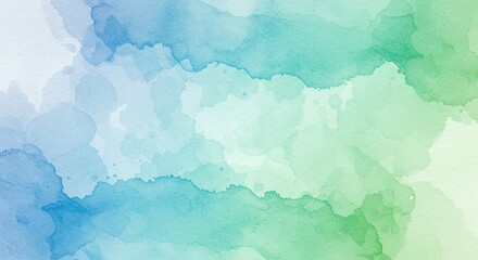 Watercolor Wash Background in Soft Blue and Green