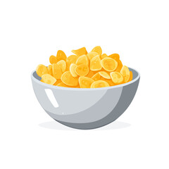 My A Simple flat 2D illustration corn flakes bowl isolated on transparent background, vector, flat design, animation design, simple flat 2D icon, clipart, design by me. My vector design