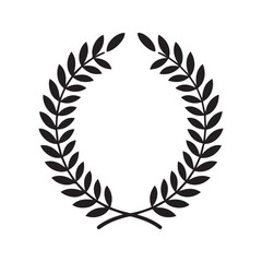 Laurel Wreath Silhouette Icon Vector Classic Award Symbol