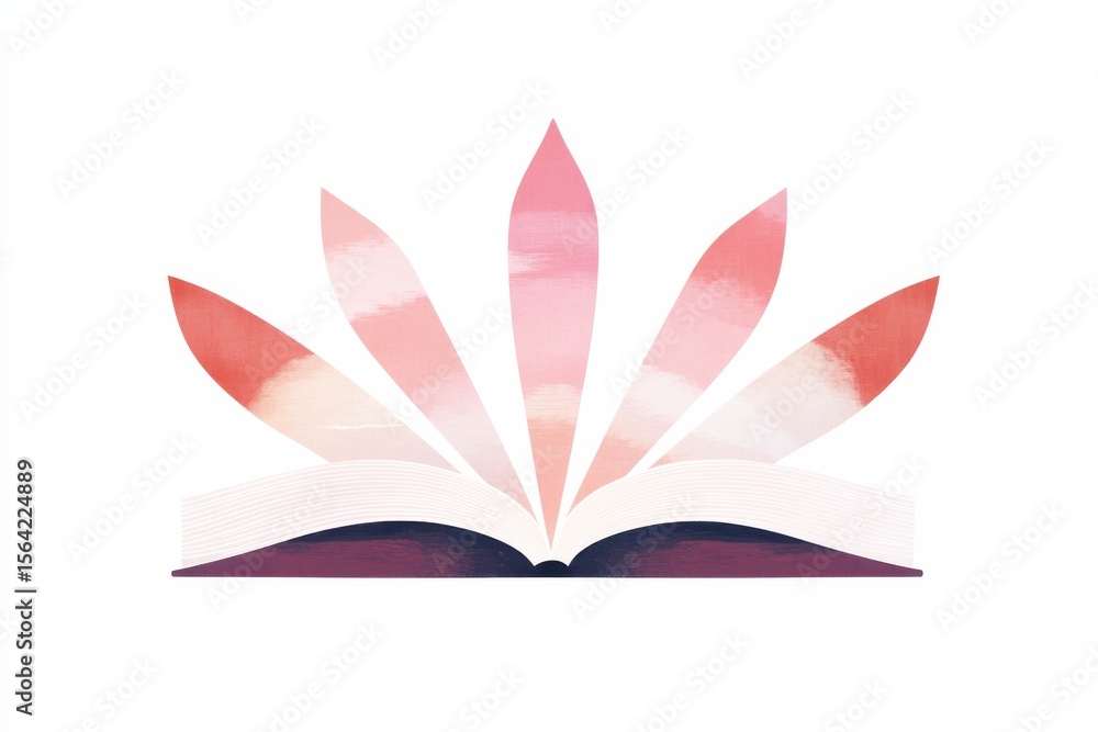 Poster mindfulness and knowledge concept with open book and abstract colorful design