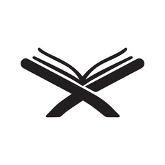 Obraz premium Open Quran Book Silhouette Icon Islamic Holy Scripture Symbol 