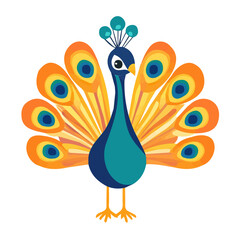 My A Simple flat 2D illustration peacock isolated on transparent background, vector, animation design, simple flat 2D clipart, design by me. My vector design