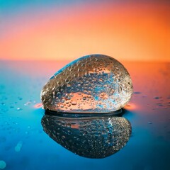 Piedra lisa reflejada sobre agua calma