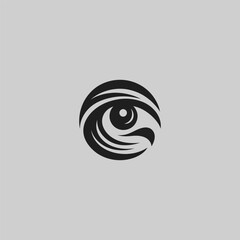 Falcon eye logo in strong and minimalist silhouette style.