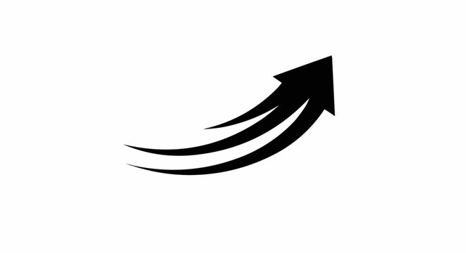 Black curved arrow – dynamic vector for direction, navigation, or action.
