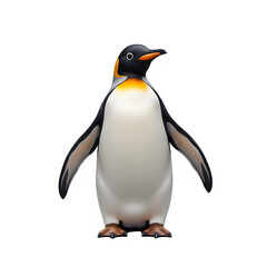 Naklejka premium Cartoon penguin standing upright with wings spread isolate