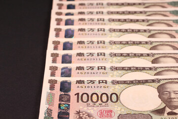 並べた1万円札　クローズアップ