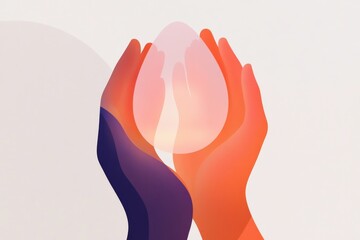 Mindfulness and meditation concept with hands holding a light sphere for relaxation and harmony