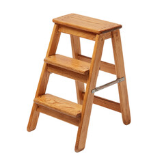 Step stool wooden on transparent background