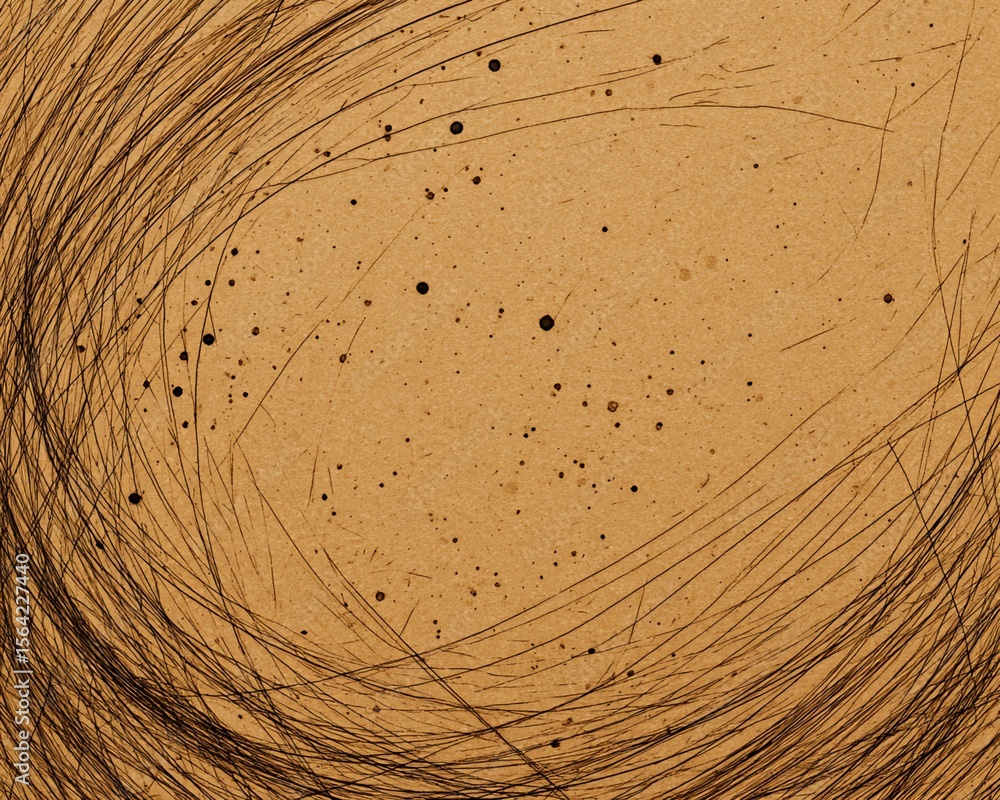 Aufkleber abstract texture with ink lines and dots on brown paper background featuring organic patterns