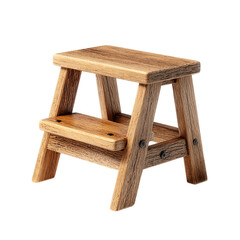 Step stool wooden on transparent background